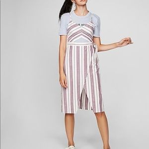 Express Striped Cut-Out Wrap Front Midi Dress